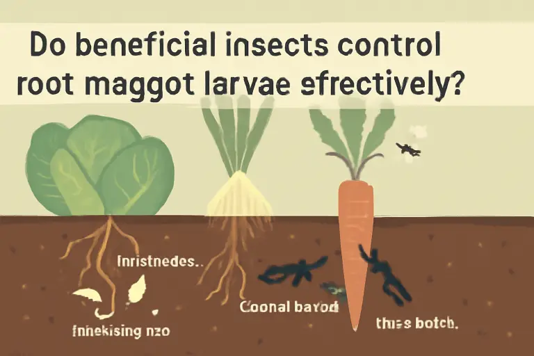 Do beneficial insects control root maggots larvae effectively?