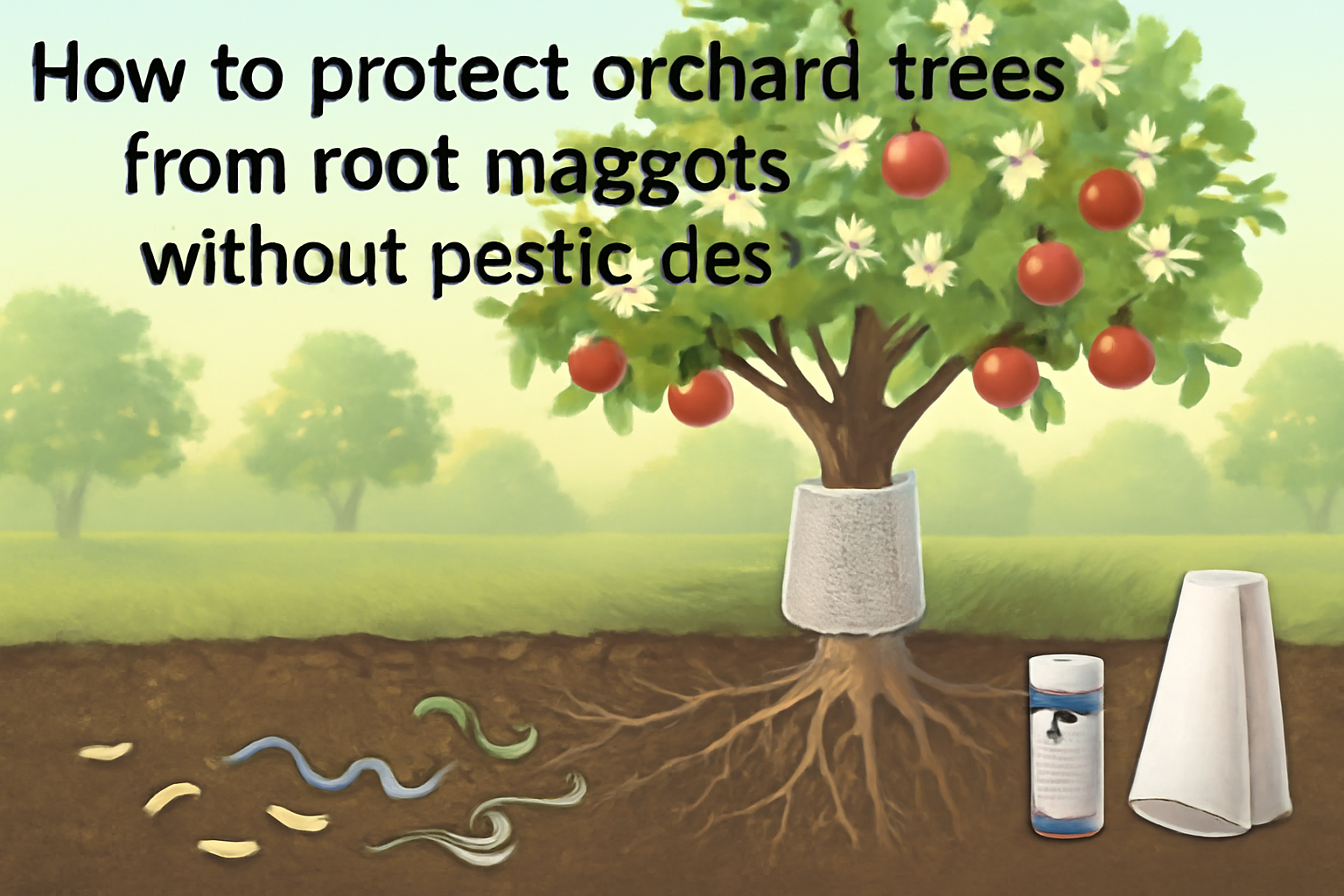 How to protect orchard trees from root maggots without pesticides?