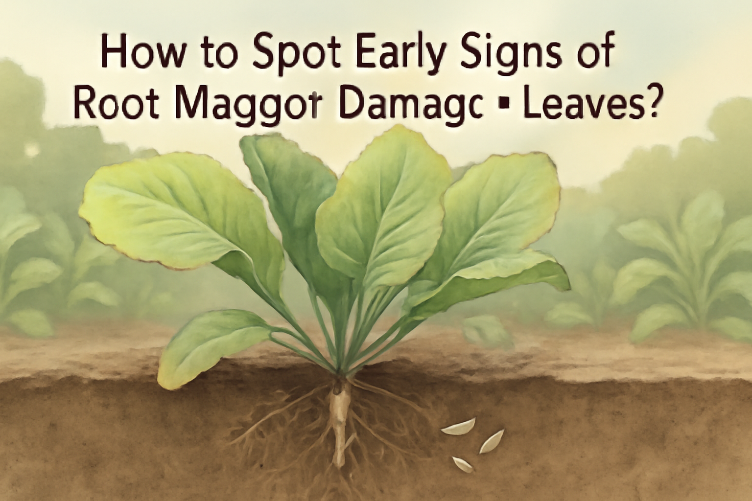 How to spot early signs of root maggots damage on leaves?