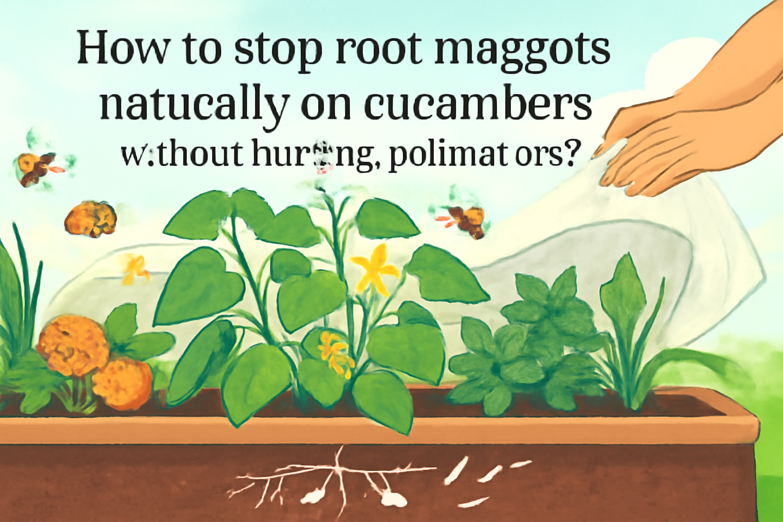 How to stop root maggots naturally on cucumbers without hurting pollinators?