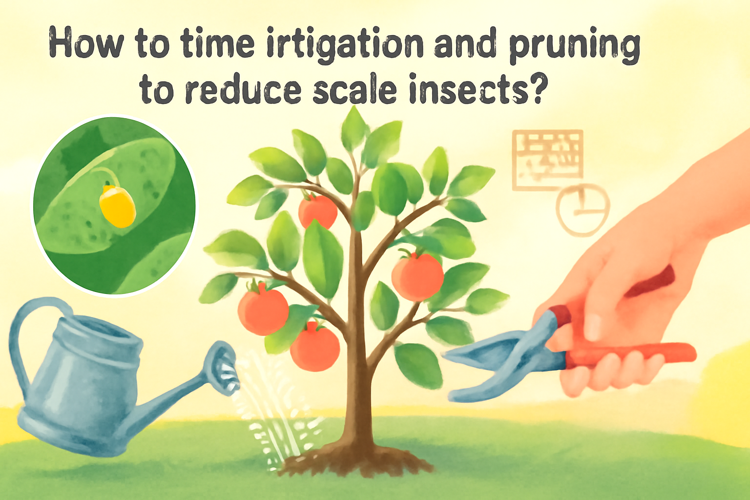 How to time irrigation and pruning to reduce scale insects?