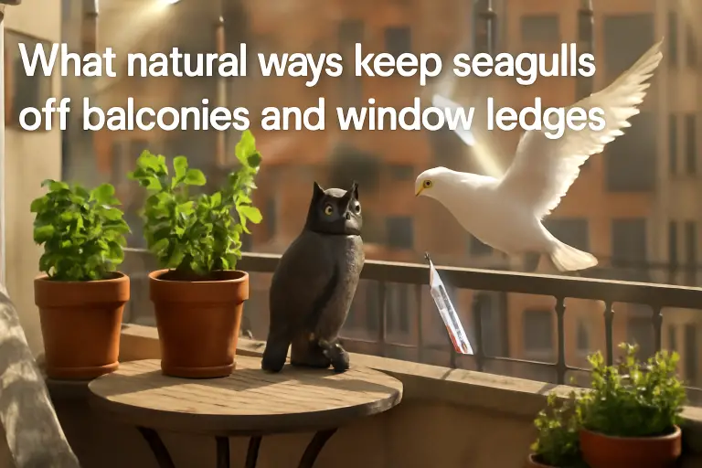 What natural ways keep seagulls off balconies and window ledges?