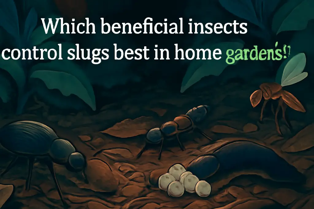 Which beneficial insects control slugs best in home gardens?