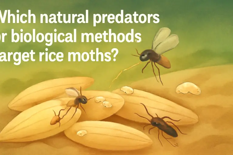 Which natural predators or biological methods target rice moths?