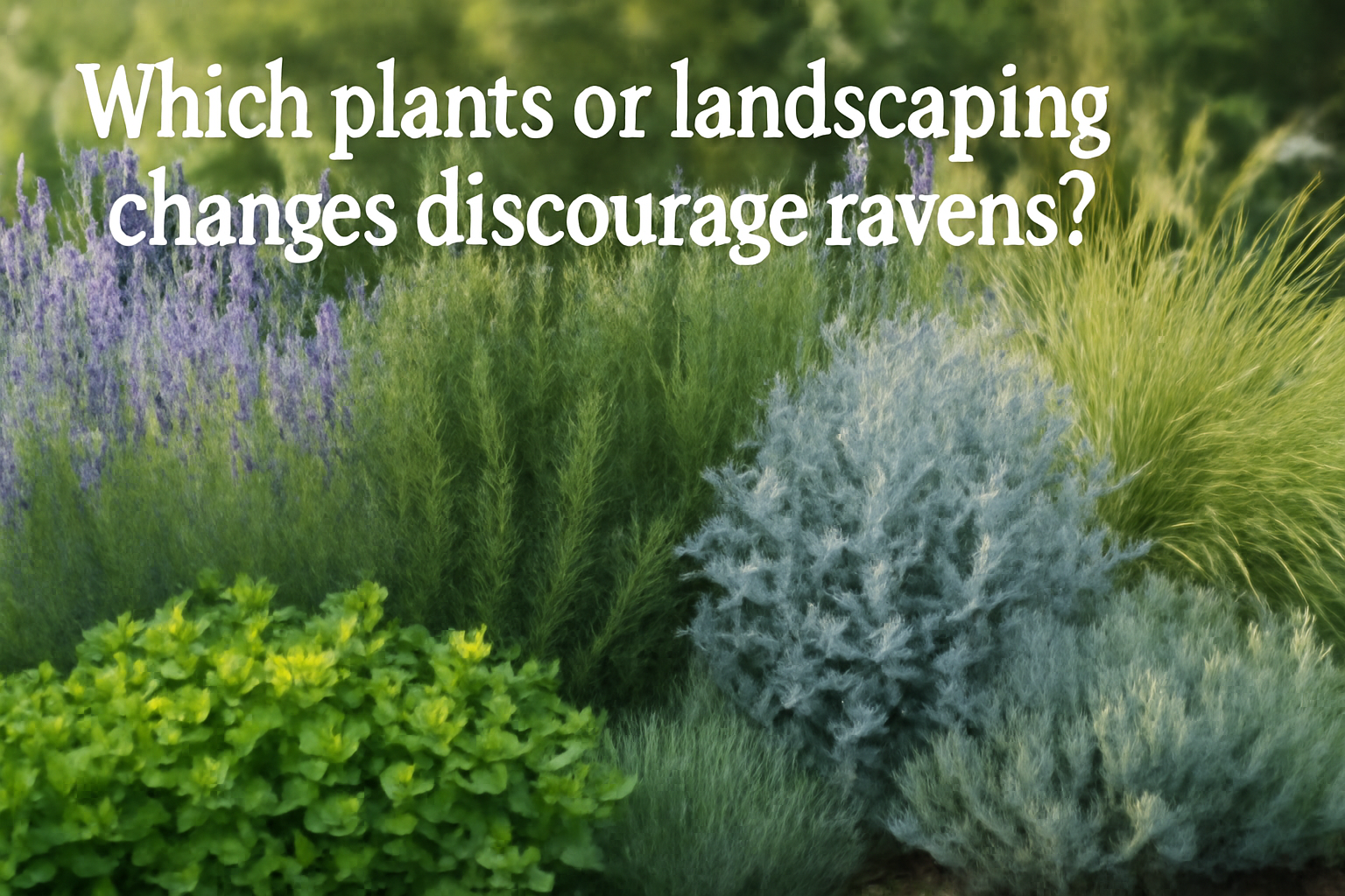 Which plants or landscaping changes discourage ravens?