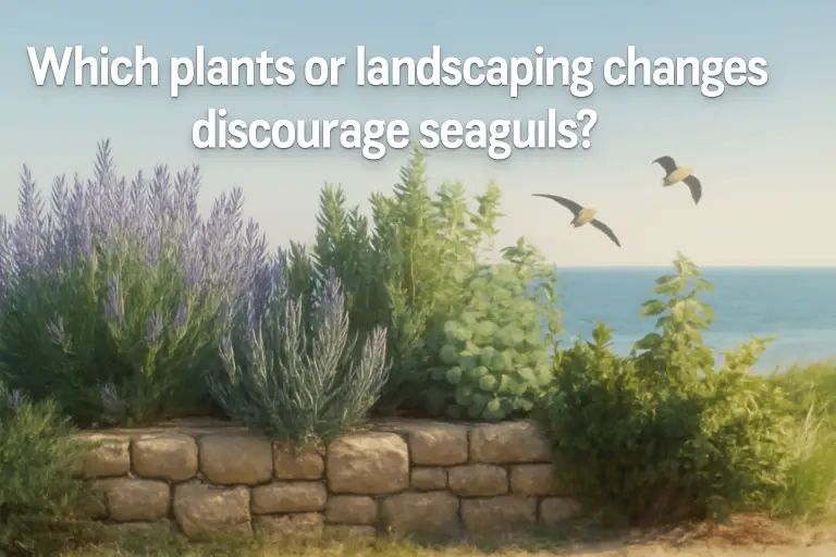 Which plants or landscaping changes discourage seagulls?