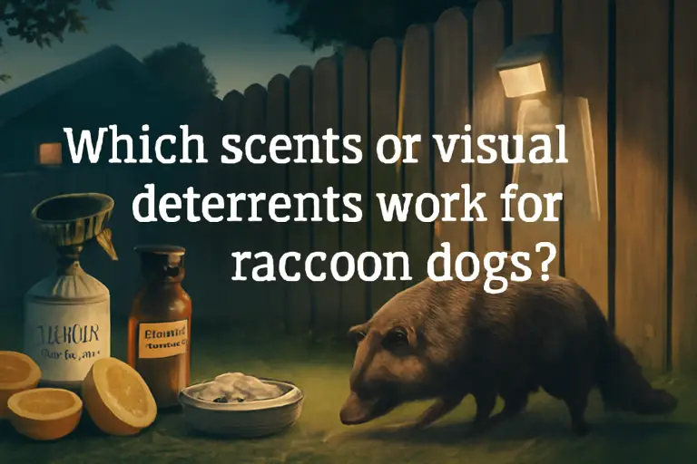 Which scents or visual deterrents work for raccoon dogs?
