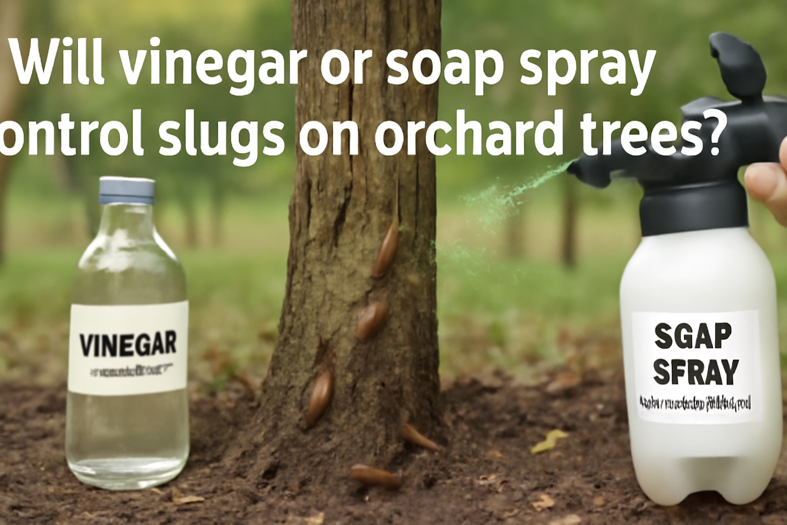 Will vinegar or soap spray control slugs on orchard trees?