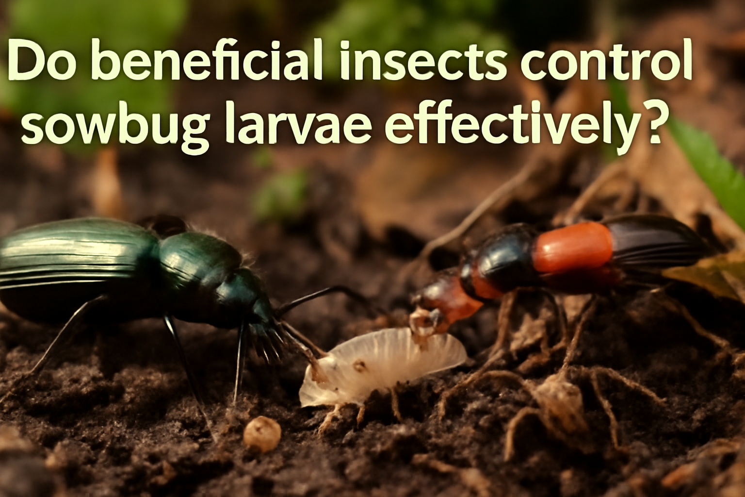 Do beneficial insects control sowbugs larvae effectively?