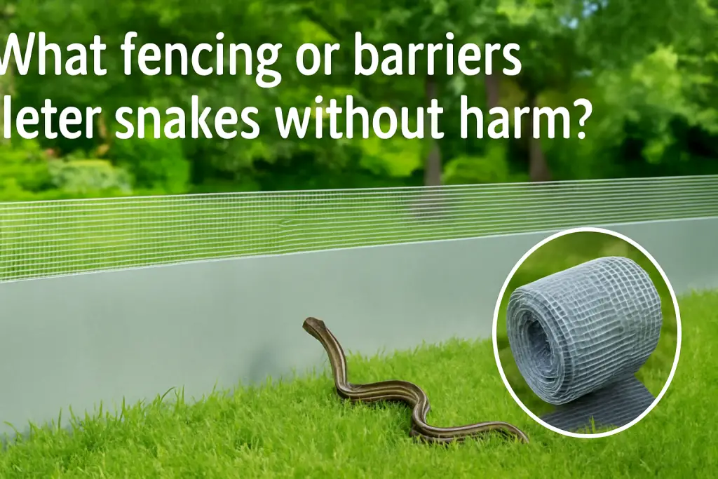What fencing or barriers deter snakes without harm?