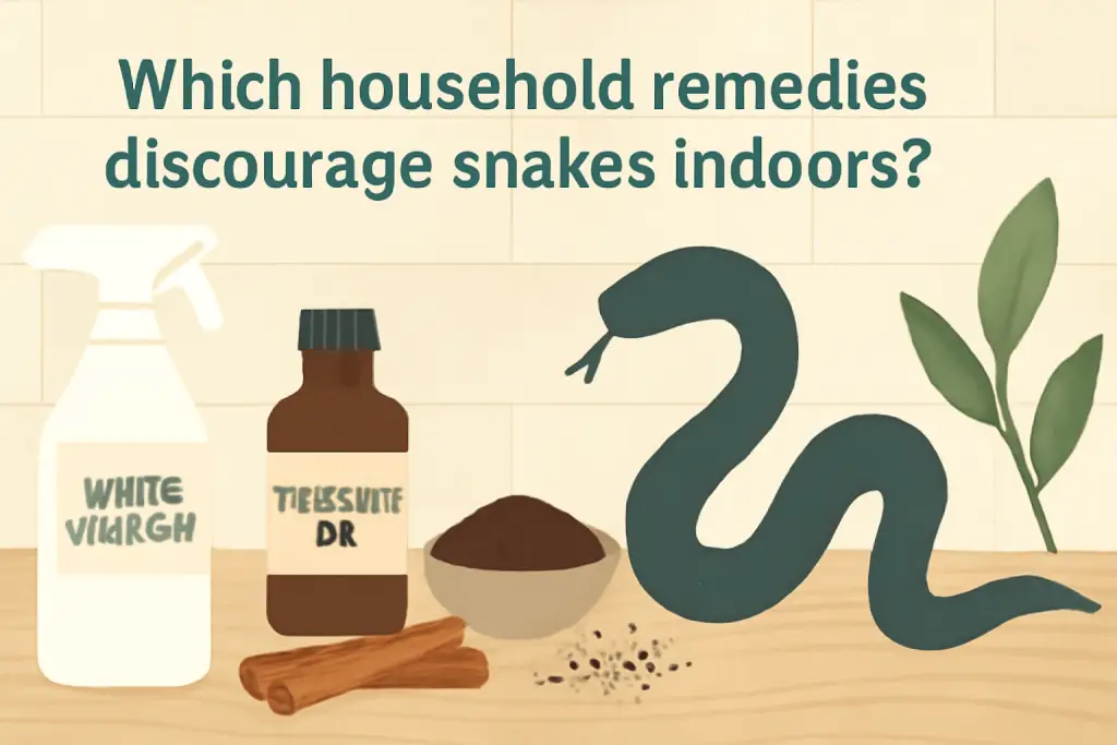 Which household remedies discourage snakes indoors?