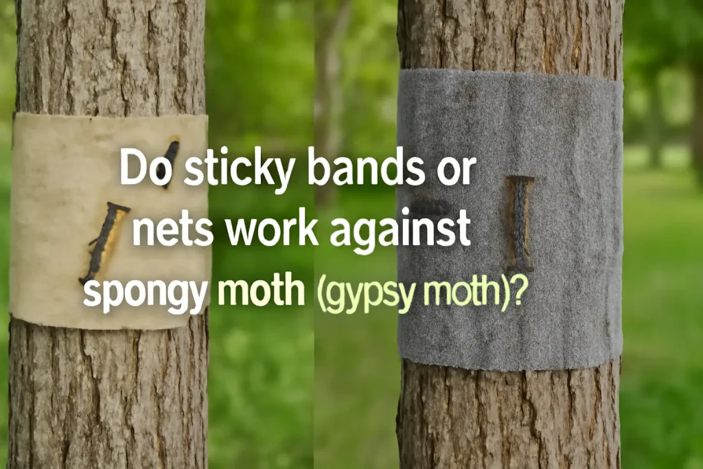 Do sticky bands or nets work against spongy moth (gypsy moth)?