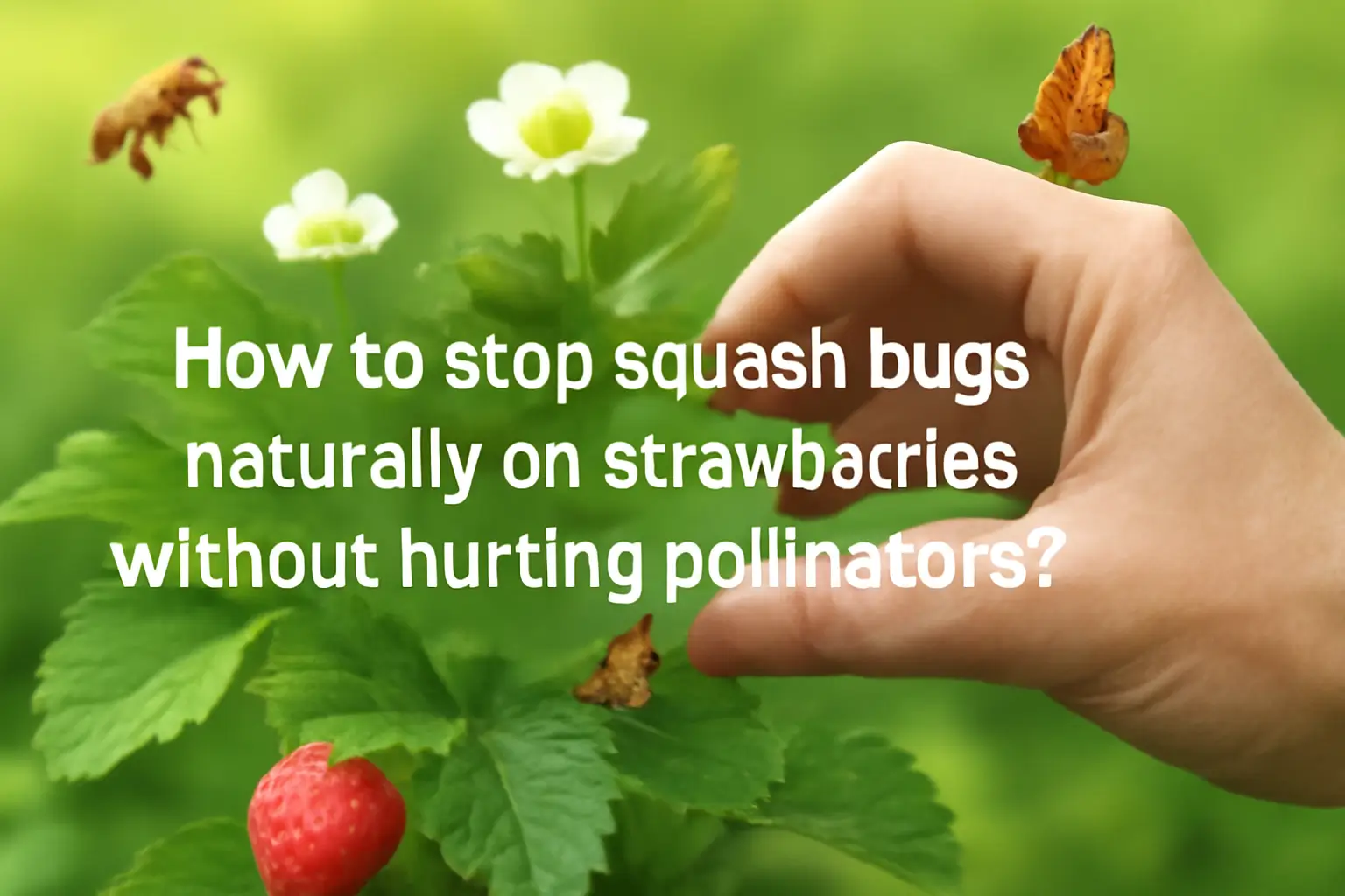How to stop squash bugs naturally on strawberries without hurting pollinators?