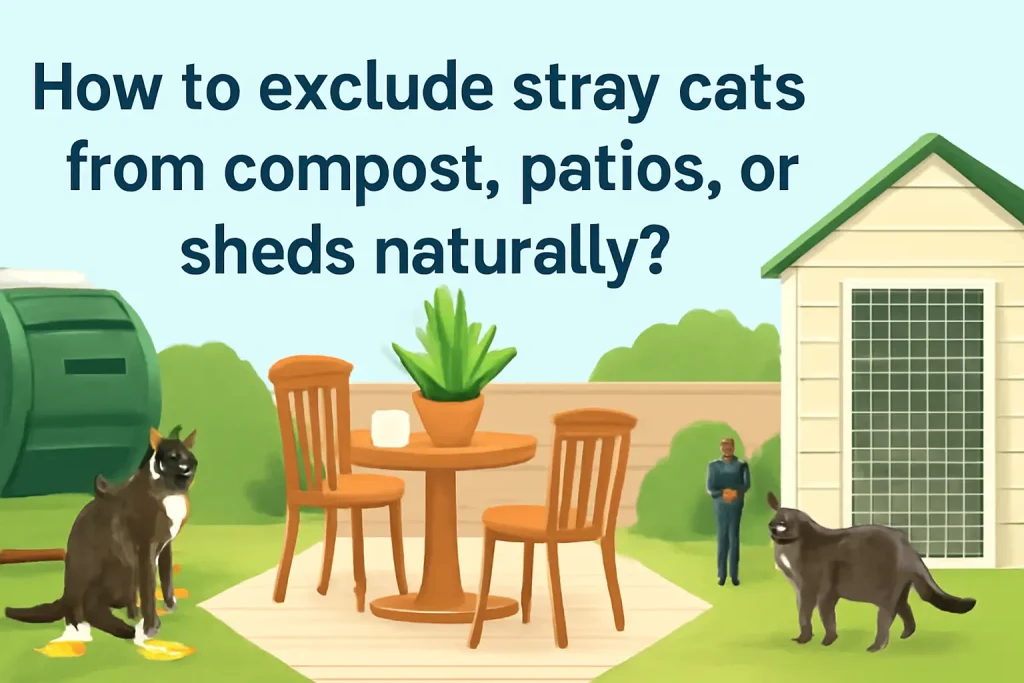 How to exclude stray cats from compost, patios, or sheds naturally?
