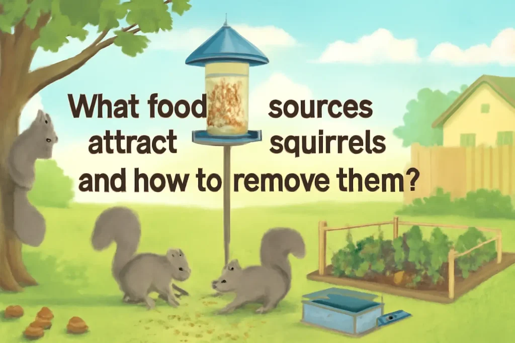 What food sources attract squirrels and how to remove them?