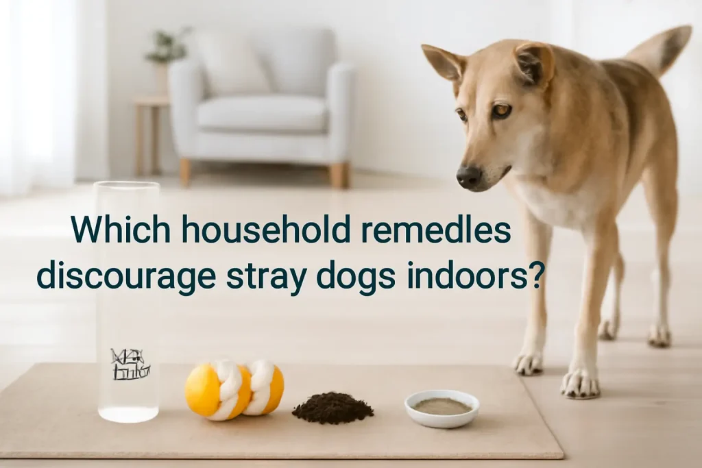Which household remedies discourage stray dogs indoors?