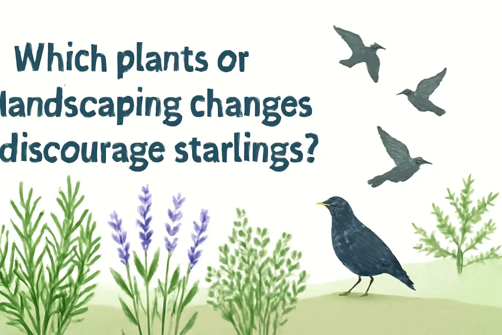 Which plants or landscaping changes discourage starlings?
