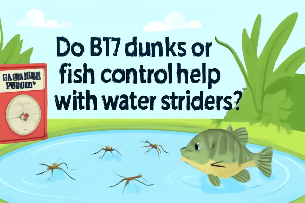 Do BTI dunks or fish control help with water striders?