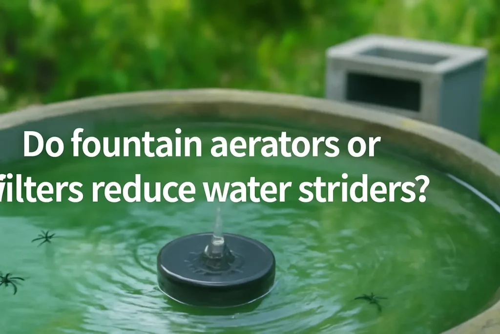 Do fountain aerators or filters reduce water striders?