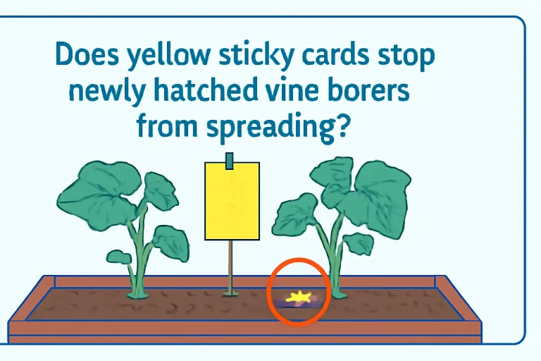 Does yellow sticky cards stop newly hatched vine borers from spreading?