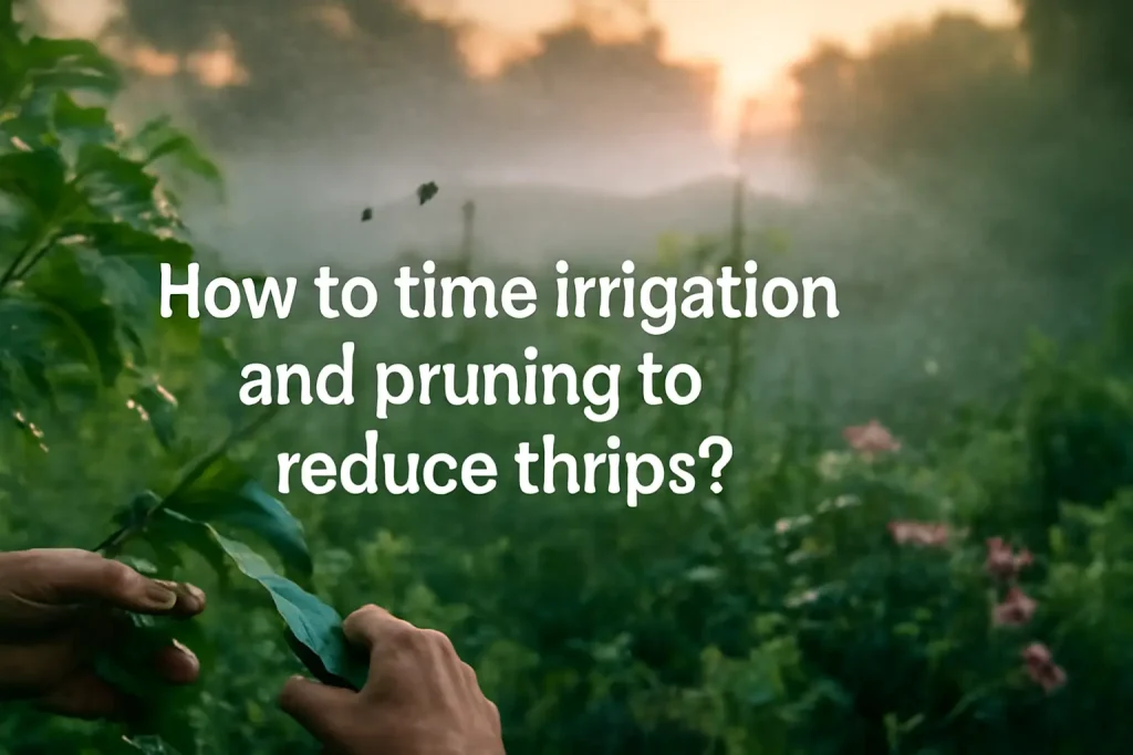 How to time irrigation and pruning to reduce thrips?