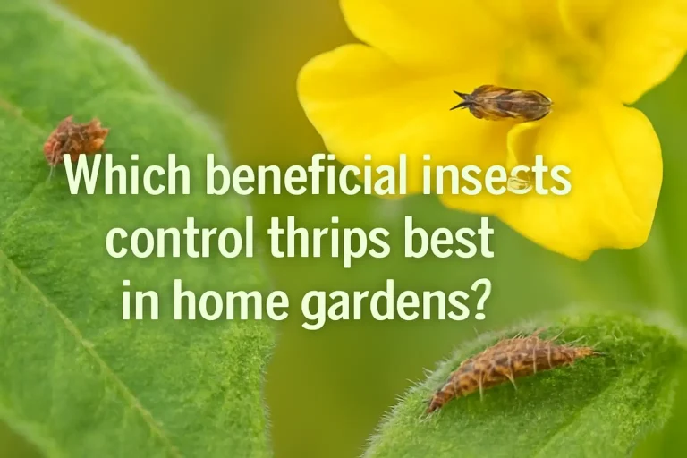Which beneficial insects control thrips best in home gardens?