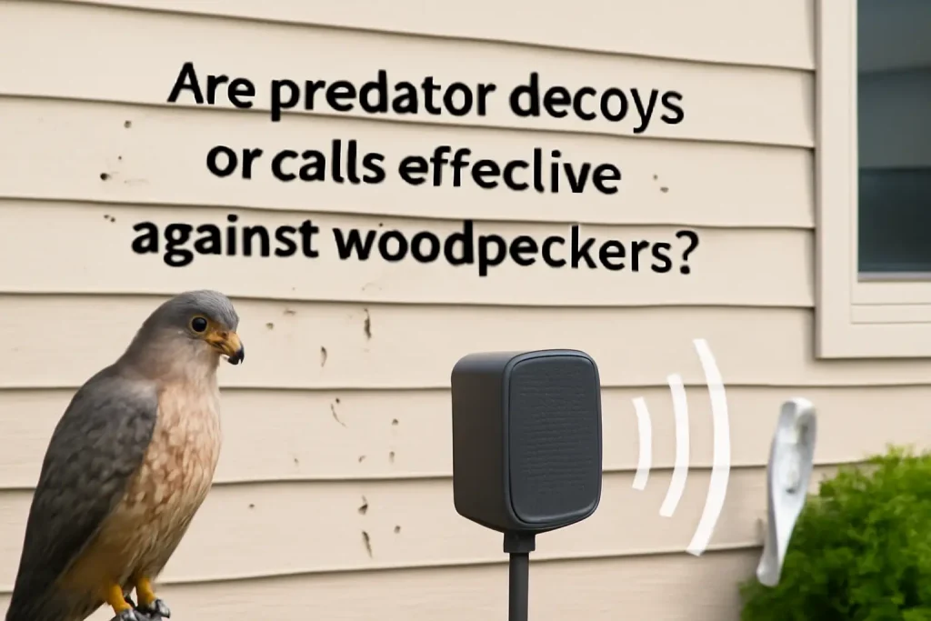 Are predator decoys or calls effective against woodpeckers?