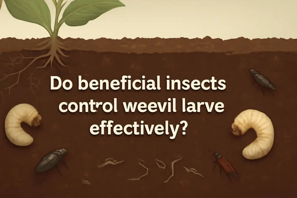 Do beneficial insects control weevils larvae effectively?
