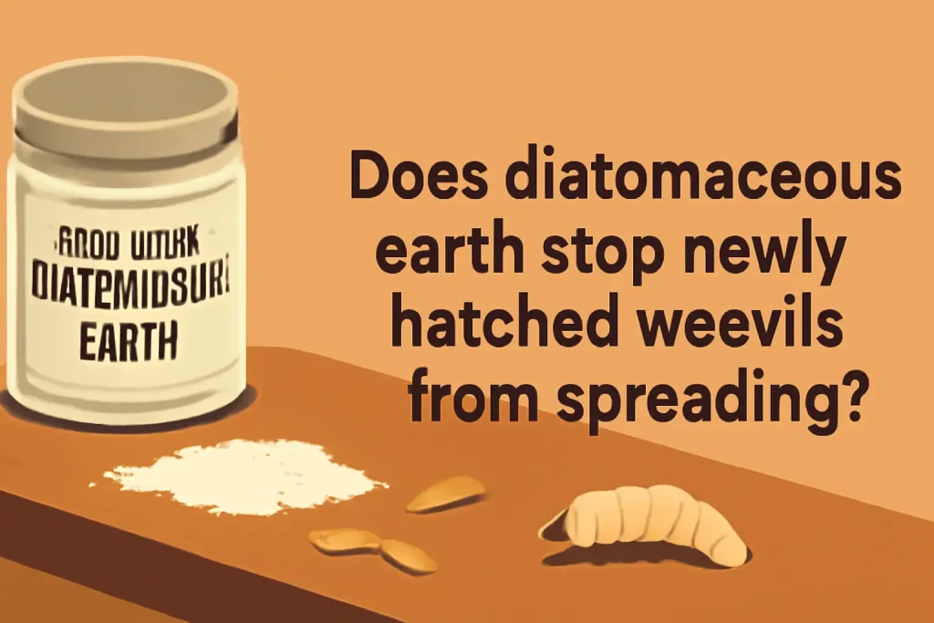 Does diatomaceous earth stop newly hatched weevils from spreading?