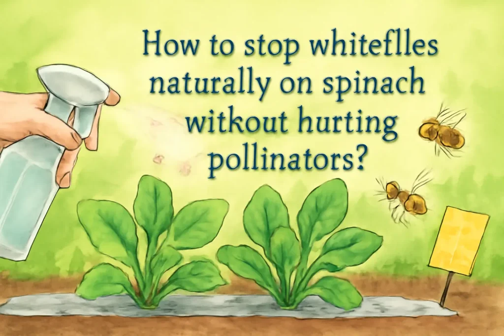 How to stop whiteflies naturally on spinach without hurting pollinators?