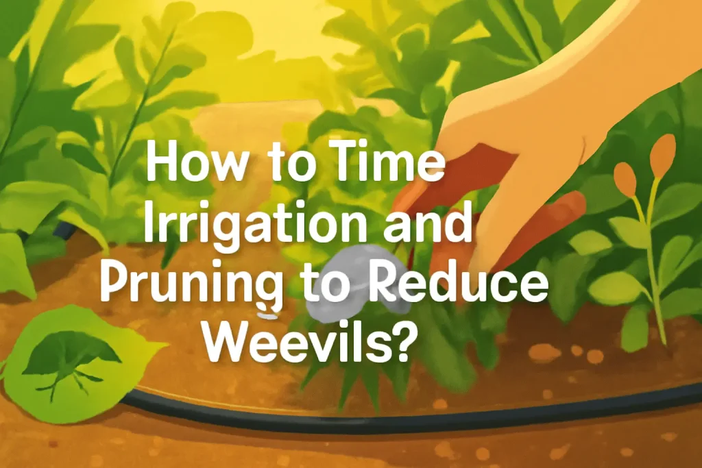 How to time irrigation and pruning to reduce weevils?