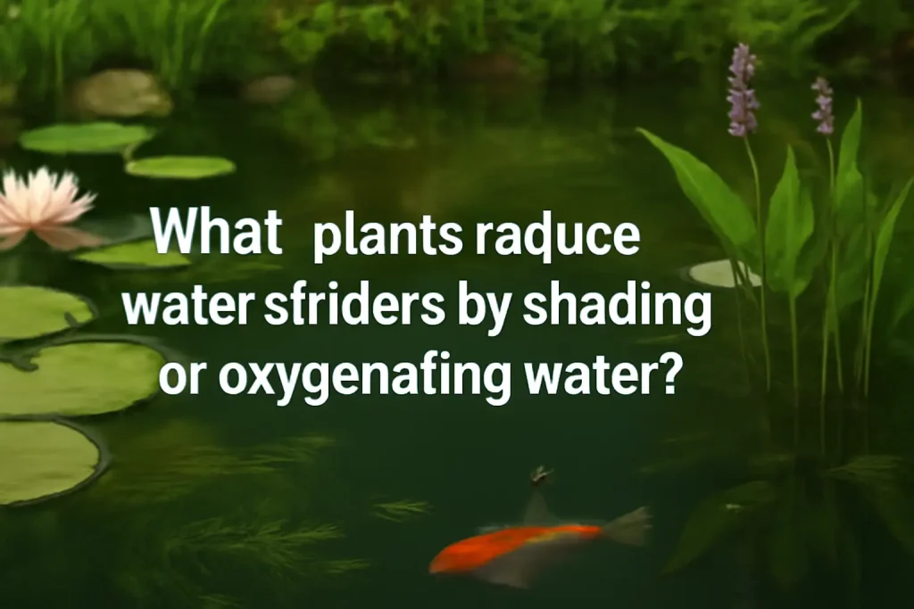 What plants reduce water striders by shading or oxygenating water?