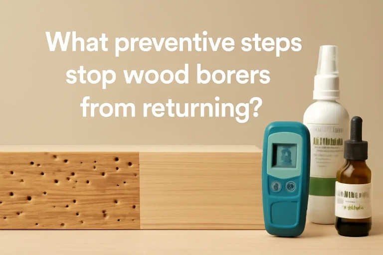 What preventive steps stop wood borers from returning?