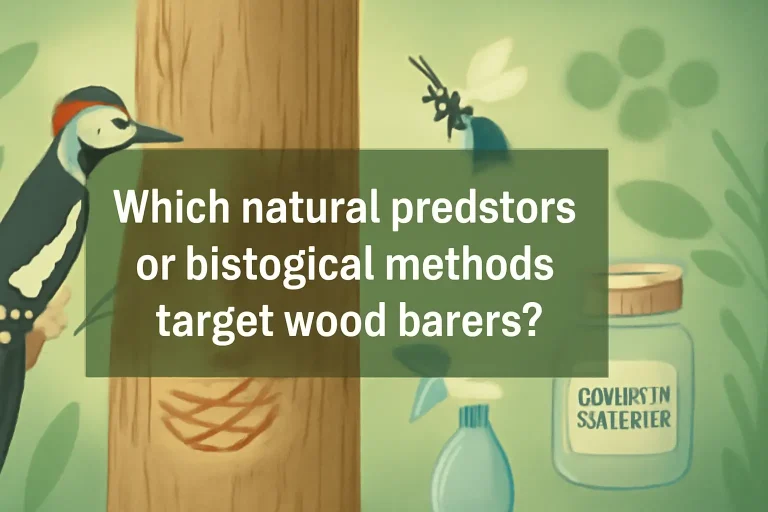 Which natural predators or biological methods target wood borers?